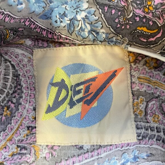 DEV Mens Shirt XL Paisley Print Button-Up Gray Multicolor Short Sleeve - Picture 2 of 8